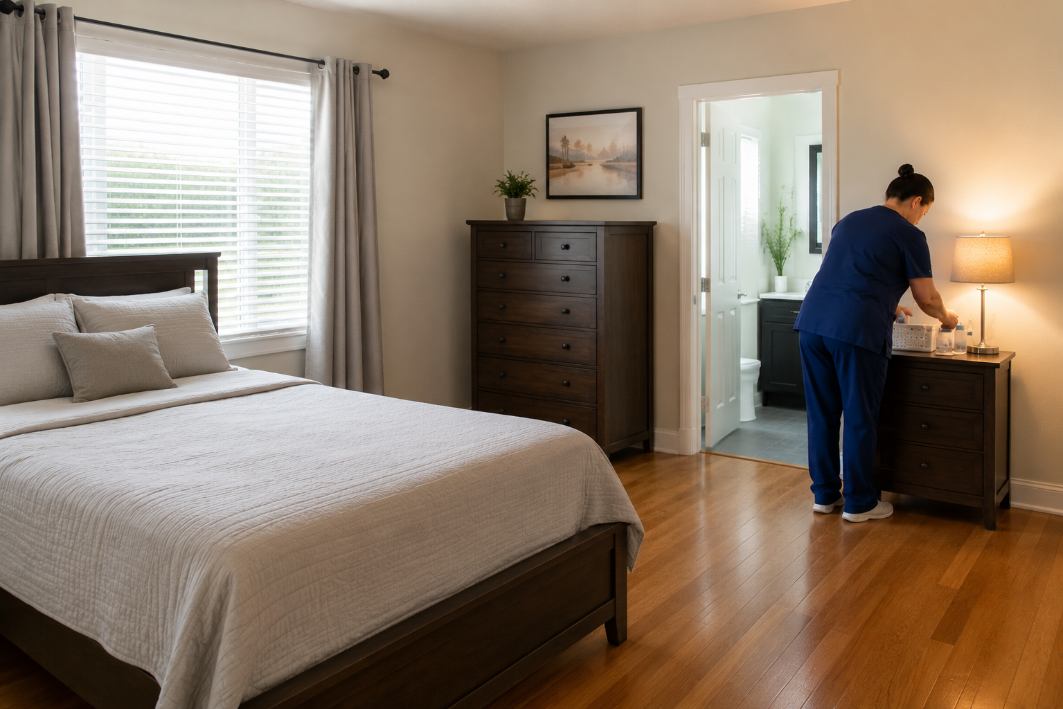 Home care worker at bedside